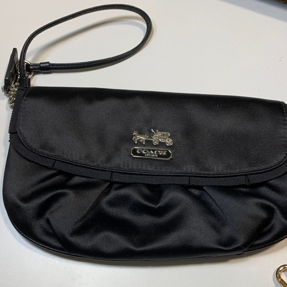 Coach Black Satin Clutch Wristlet